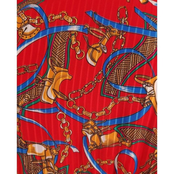 Vintage 80'S Diane Freis Equestrian Maxi Dress Size M Red VTG - Picture 8 of 10